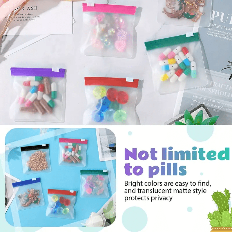 7 Colorful Plastic Pill Pouches Self Sealing Medicine Organizer Slide Lock