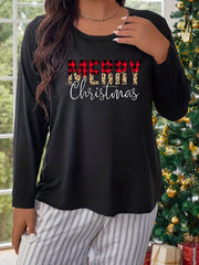Christmas Long Sleeve Round Neck Sleepwear Top