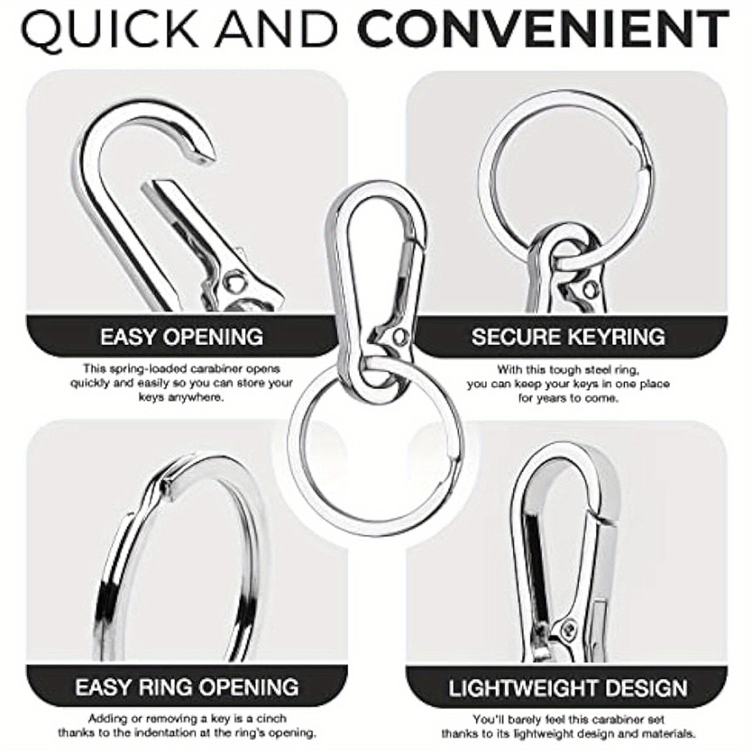 4pcs Keychain Clip Carabiner Keychain Metal Keyring Outdoor Camping