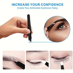 4 Pcs Stainless Steel Tweezers for Eyebrows & Facial Hair