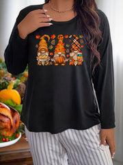 Gnomes Graphic Long Sleeve Round Neck Home Wear T shirt