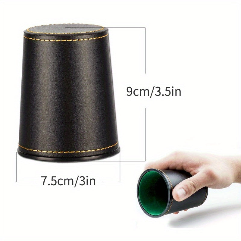 PU Leather Dice Cup Set with 5 Dices Party Drinking Game Set
