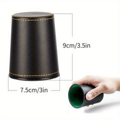 PU Leather Dice Cup Set with 5 Dices Party Drinking Game Set
