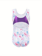 Girls Tie Dye Starry Night Sleeveless Ballet Leotard Gymnastics Suit