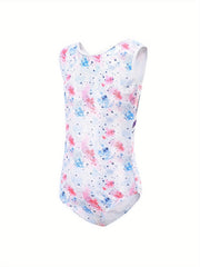 Girls Tie Dye Starry Night Sleeveless Ballet Leotard Gymnastics Suit