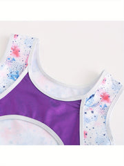 Girls Tie Dye Starry Night Sleeveless Ballet Leotard Gymnastics Suit