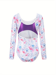 Girls Long Sleeve Ballet Leotard Stretchy Dance Suit