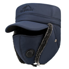 Winter Flat Top Hat With Face Cover For Men