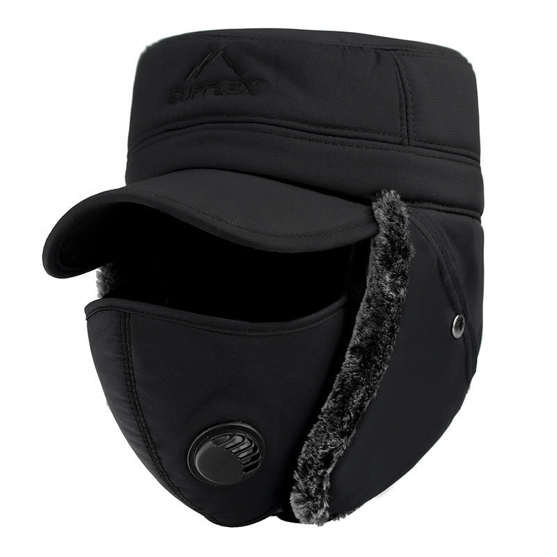 Winter Flat Top Hat With Face Cover For Men