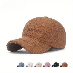 Winter Lamb Wool Baseball Cap Men Women Outdoor Travel Warm Cap