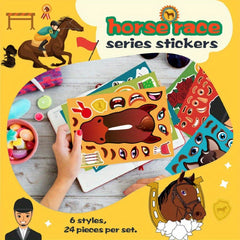 6pcs Elf Horse Puzzle DIY Stickers Adhesive Cartoon Horse Face Changing