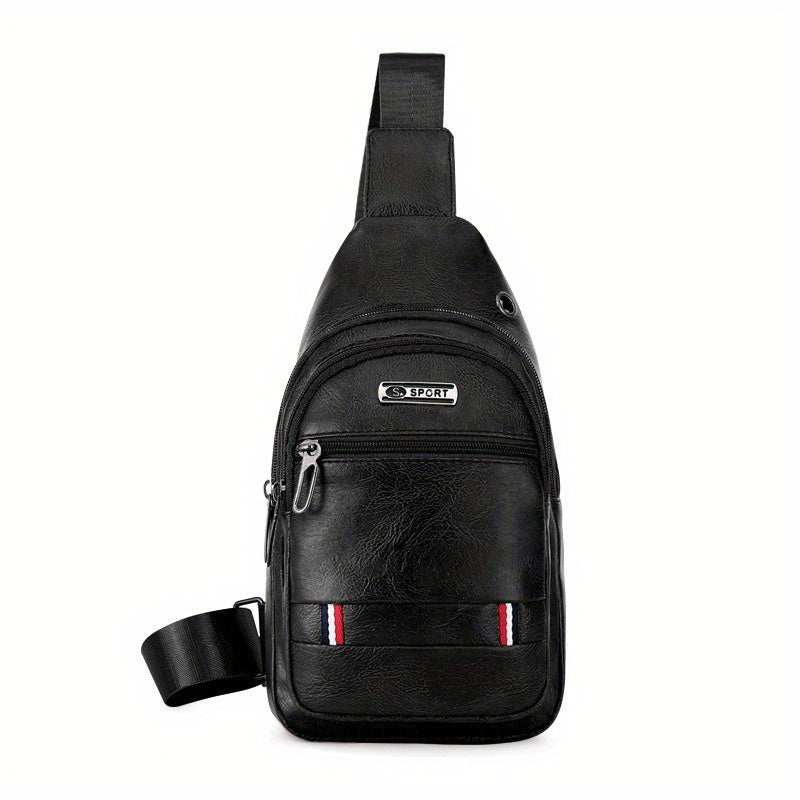 Men's Pu Chest Bag Shoulder Bag Waterproof Mobile Phone Storage Bag