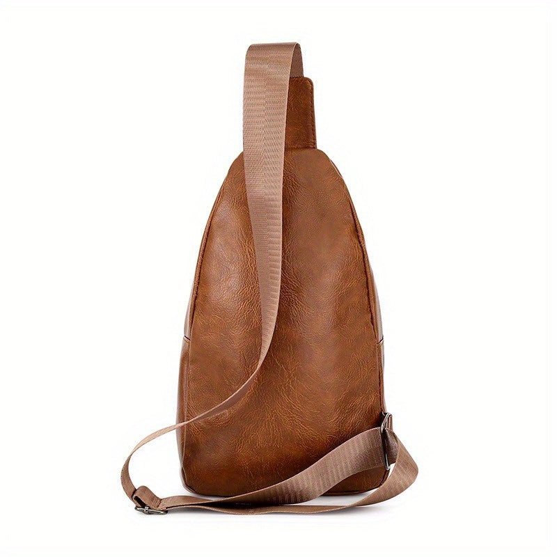 Men's Pu Chest Bag Shoulder Bag Waterproof Mobile Phone Storage Bag