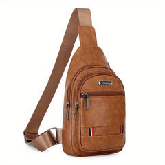 Men's Pu Chest Bag Shoulder Bag Waterproof Mobile Phone Storage Bag