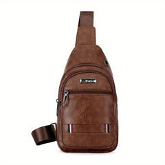 Men's Pu Chest Bag Shoulder Bag Waterproof Mobile Phone Storage Bag