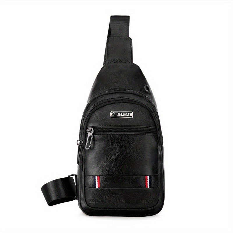Men's Pu Chest Bag Shoulder Bag Waterproof Mobile Phone Storage Bag