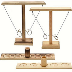 Wooden Ring Toss Hook Game with Ladder Fun Interactive Game