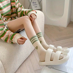 Heart Print Striped Socks Women's Stockings & Hosiery