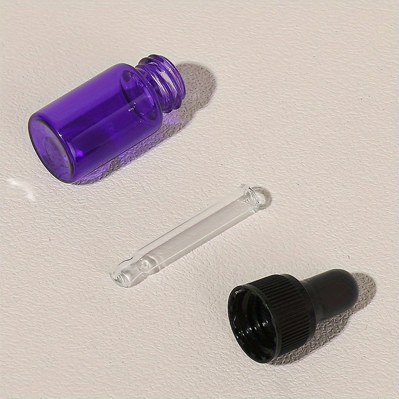 5ml Purple Essential Oil Dropper Bottles - Refillable Mini Bottles with Cap