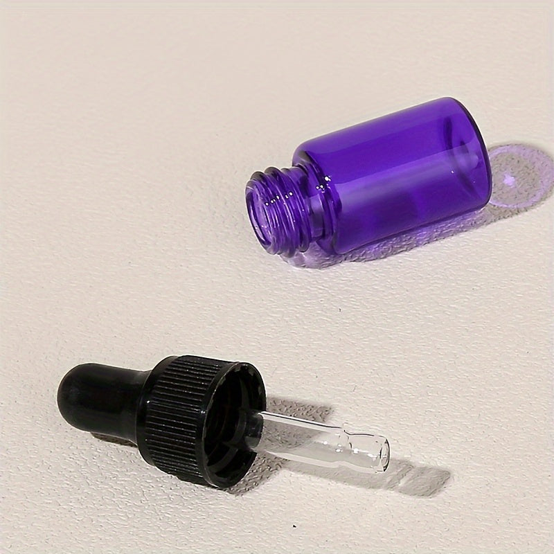 5ml Purple Essential Oil Dropper Bottles - Refillable Mini Bottles with Cap