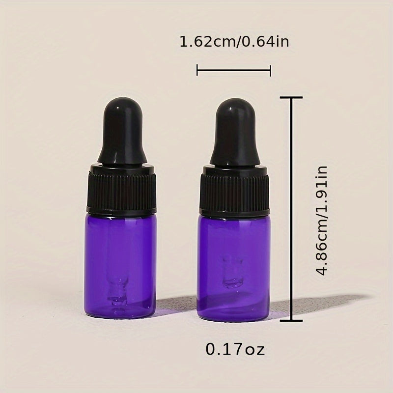 5ml Purple Essential Oil Dropper Bottles - Refillable Mini Bottles with Cap
