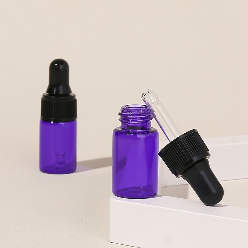 5ml Purple Essential Oil Dropper Bottles - Refillable Mini Bottles with Cap