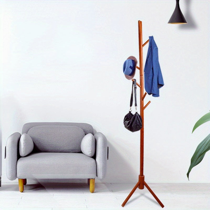 Wooden Standing Coat Storage Rack for Hats Clothes Bedroom
