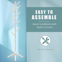 Wooden Standing Coat Storage Rack for Hats Clothes Bedroom