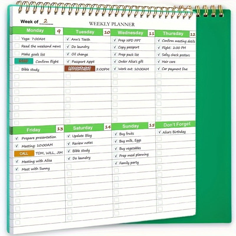 Tearable Spiral Notebook Planner for Work Schedule Record