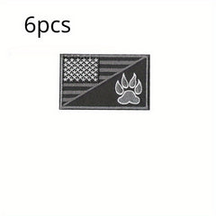 6pcs US Flag & Pet Paw Morale Patches Embroidered Applique Fastener