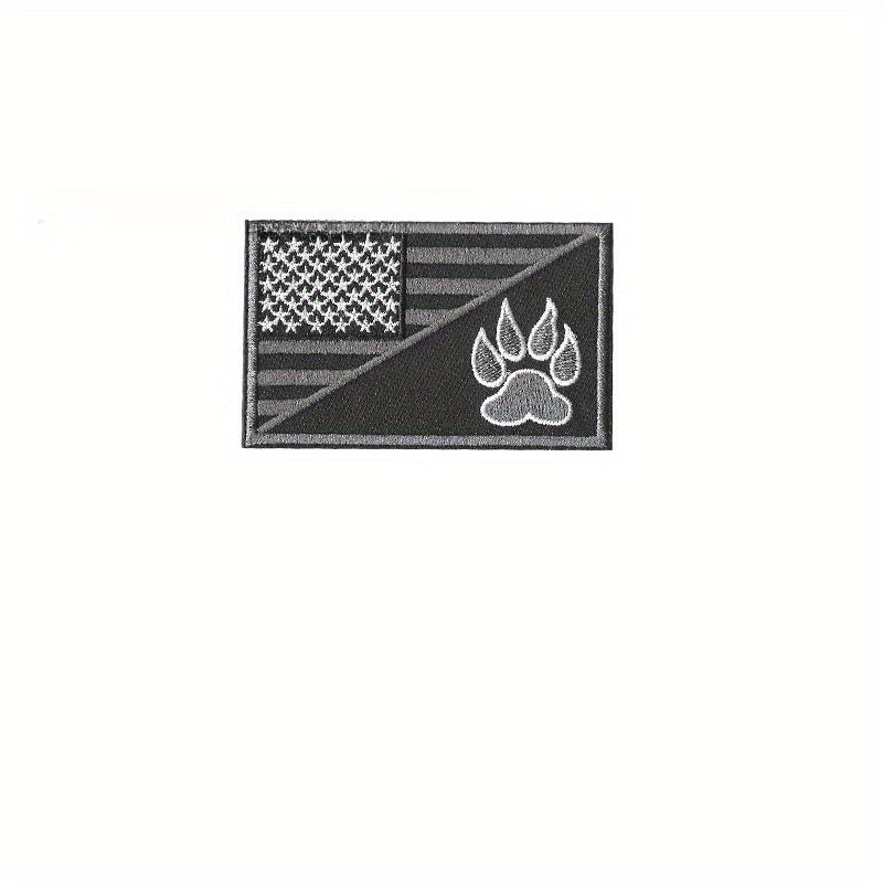 6pcs US Flag & Pet Paw Morale Patches Embroidered Applique Fastener