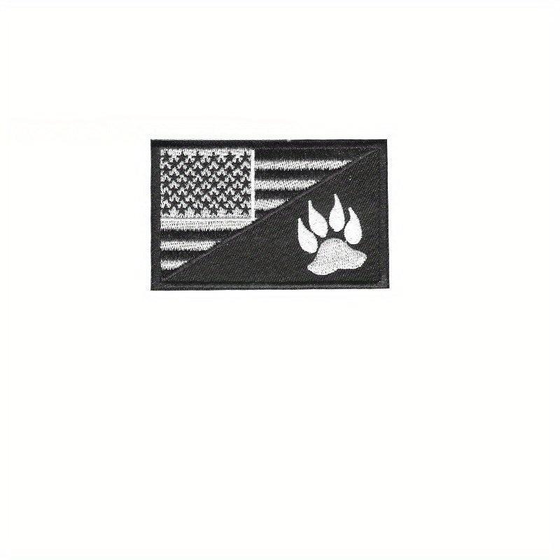 6pcs US Flag & Pet Paw Morale Patches Embroidered Applique Fastener