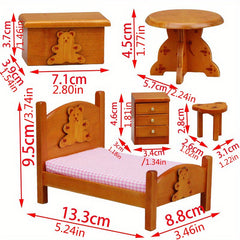 1:12 Dollhouse Accessories Set - Food, Bear, Furniture, Christmas Decoration