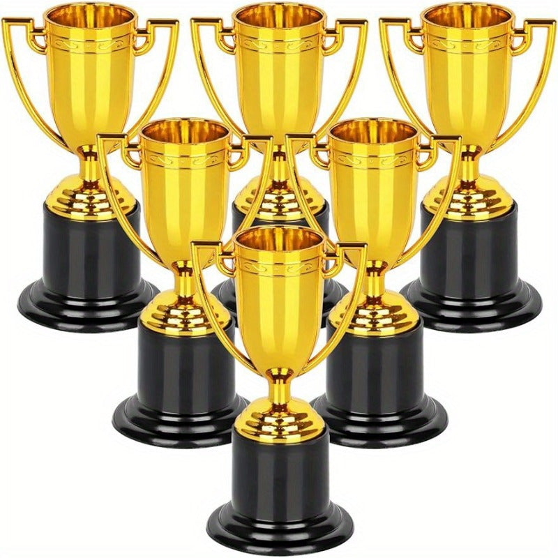 6pcs Mini Golden Plastic Trophies 10 16 Cm Cups Award Trophies
