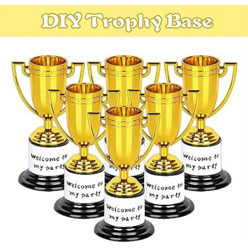 6pcs Mini Golden Plastic Trophies 10 16 Cm Cups Award Trophies