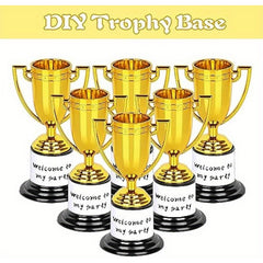 6pcs Mini Golden Plastic Trophies 10 16 Cm Cups Award Trophies