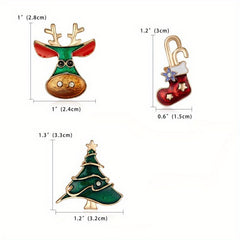 3pcs Cartoon Christmas Brooch Set - Great Gift
