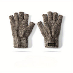 Warm Knitted Half Finger Gloves - Windproof & Fleece Lined