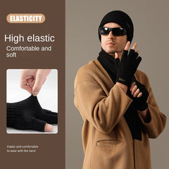 Warm Knitted Half Finger Gloves - Windproof & Fleece Lined