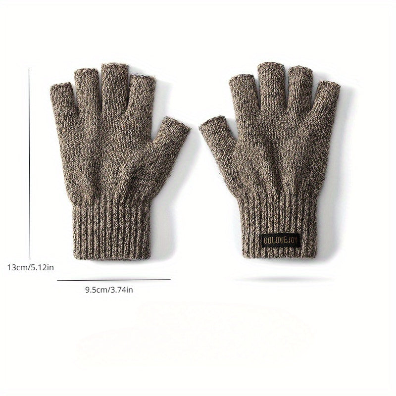 Warm Knitted Half Finger Gloves - Windproof & Fleece Lined