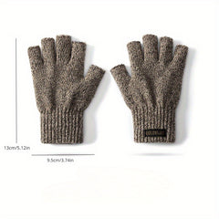 Warm Knitted Half Finger Gloves - Windproof & Fleece Lined