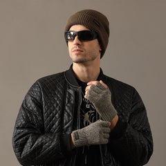 Warm Knitted Half Finger Gloves - Windproof & Fleece Lined