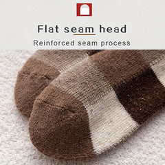 5 Pairs Soft Plaid Wool Crew Socks Winter Thick Warm