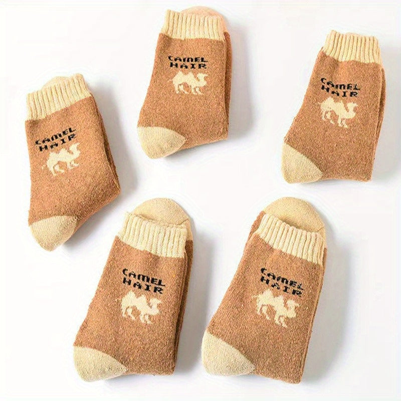 5 Pairs Winter Thick Crew Socks Coldproof Warm Socks
