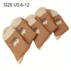 5 Pairs Winter Thick Crew Socks Coldproof Warm Socks