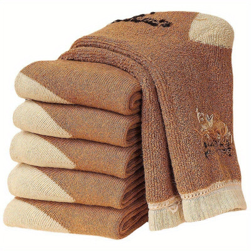 5 Pairs Winter Thick Crew Socks Coldproof Warm Socks