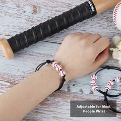 12 Baseball Bracelets Ball Beads Braid Adjustable Charms for Sports