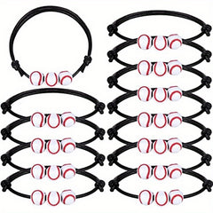 12 Baseball Bracelets Ball Beads Braid Adjustable Charms for Sports