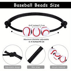 12 Baseball Bracelets Ball Beads Braid Adjustable Charms for Sports
