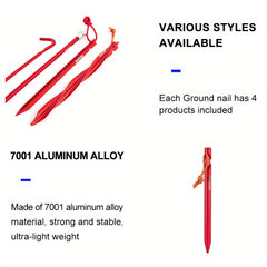 4pcs Tent Pegs for Hard Snow Floor Outdoor Camping